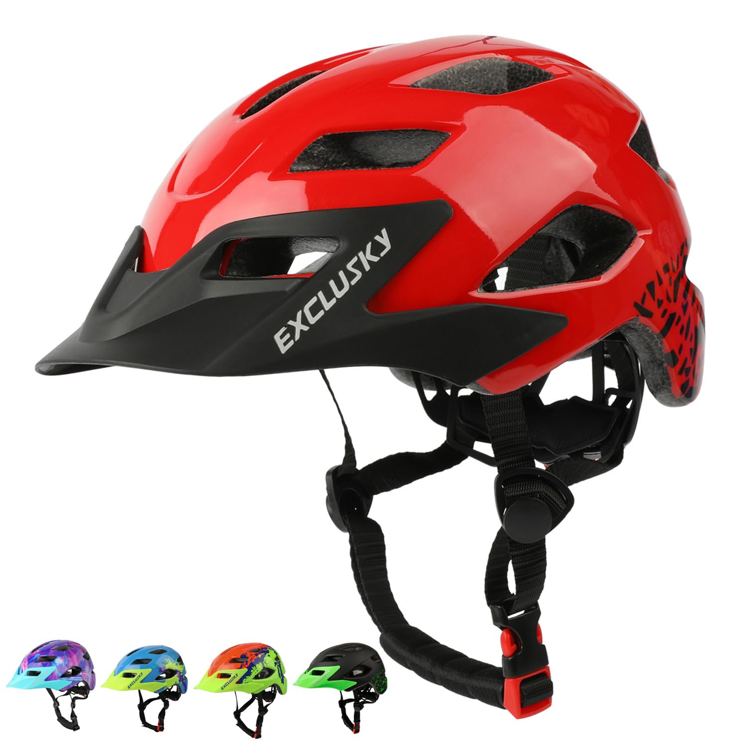 Kids Helmet, Exclusky Kids Bike Helmet Adjustable Safety Lightweight Children Bicycle Helmet for Kids Skating Cycling Scooter Boys and Girls Bicycle Helmets Ages 5-14