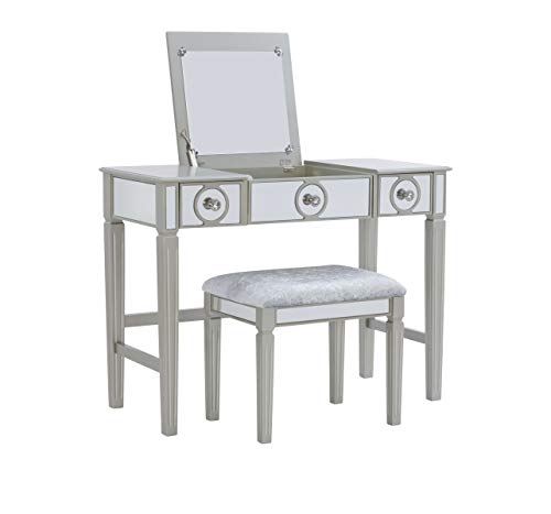 Linon Home Décor Vanity Set Silver