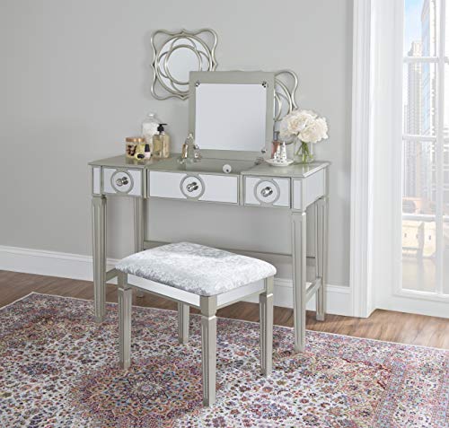 Linon Home Décor Vanity Set Silver