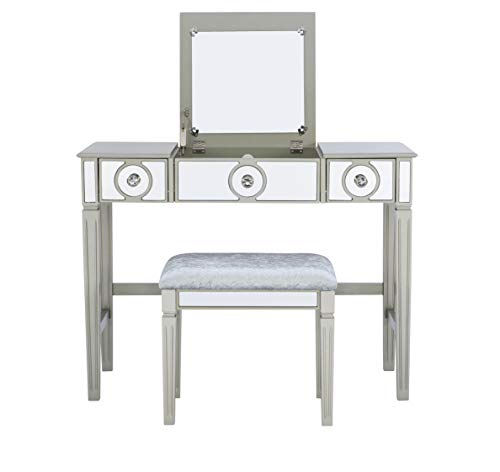 Linon Home Décor Vanity Set Silver