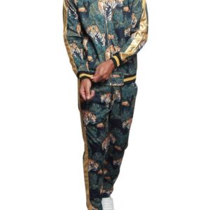 G-Style USA Men's Royal Floral Tiger Track Suit ST559 - Black - Large