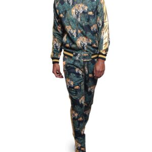 G-Style USA Men's Royal Floral Tiger Track Suit ST559 - Black - Large