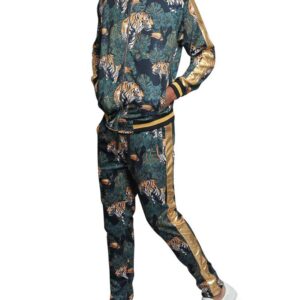 G-Style USA Men's Royal Floral Tiger Track Suit ST559 - Black - Large