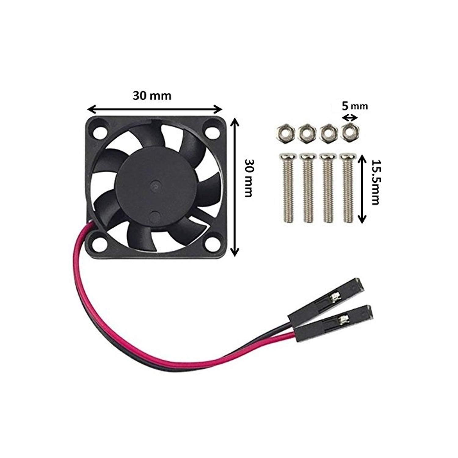 Easycargo Raspberry Pi 4 Heatsink Fan Kit, Cooler 30mm Fan Heatsink for Raspberry Pi 5 4 3 Electronics Robotics Development Boards DIY 3007 30x30x7mm 5V 3.3V Quite Mini Fan Small (Black 4 Pack)