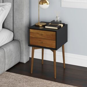 Nathan James Harper Modern Nightstand Side Accent or End Table with Storage Drawer, 1, Black/Brown