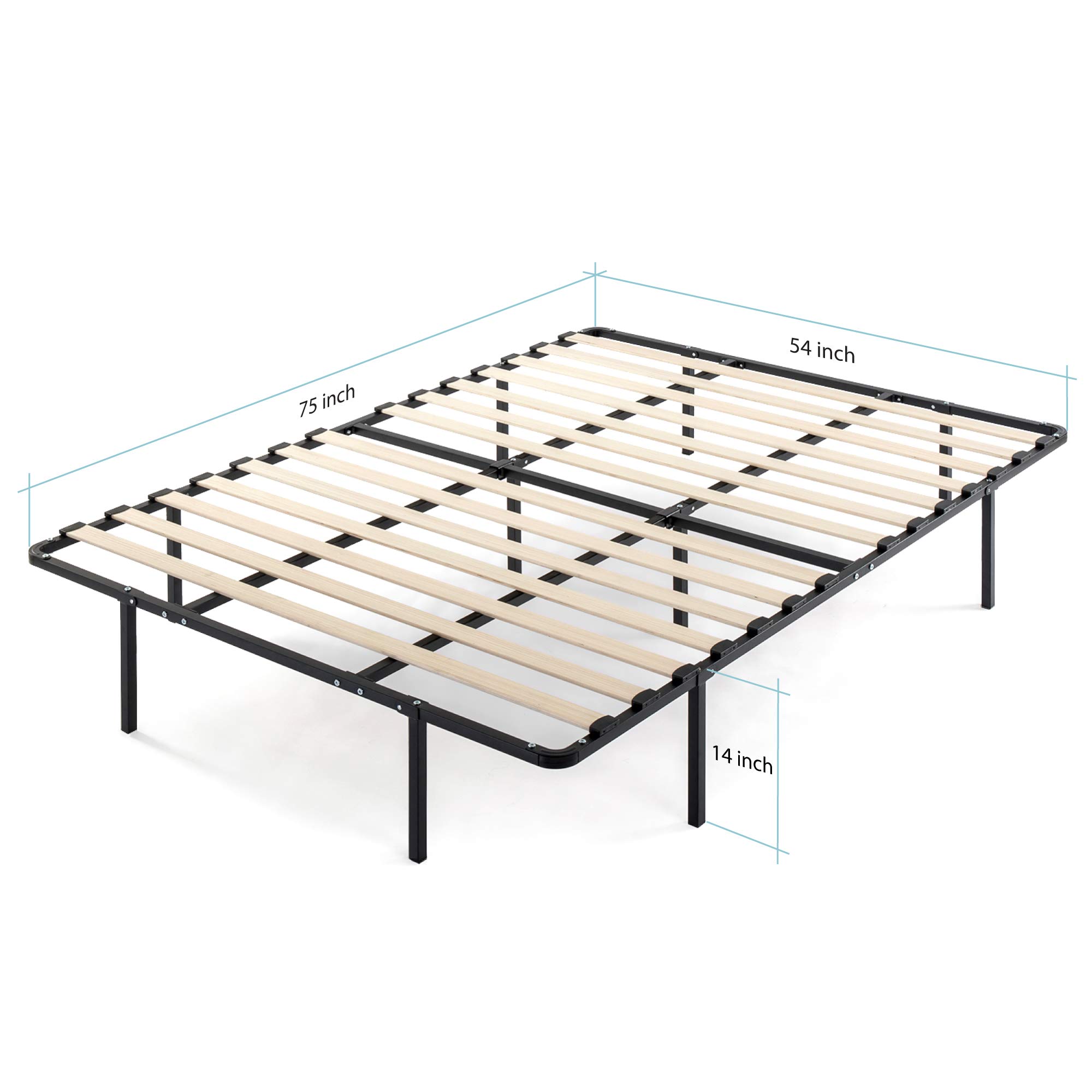 Best Price Mattress Full Bed Frame-14 Inch Metal Platform Beds w/Wooden Slat Mattress Foundation (No Box Spring Needed), Black