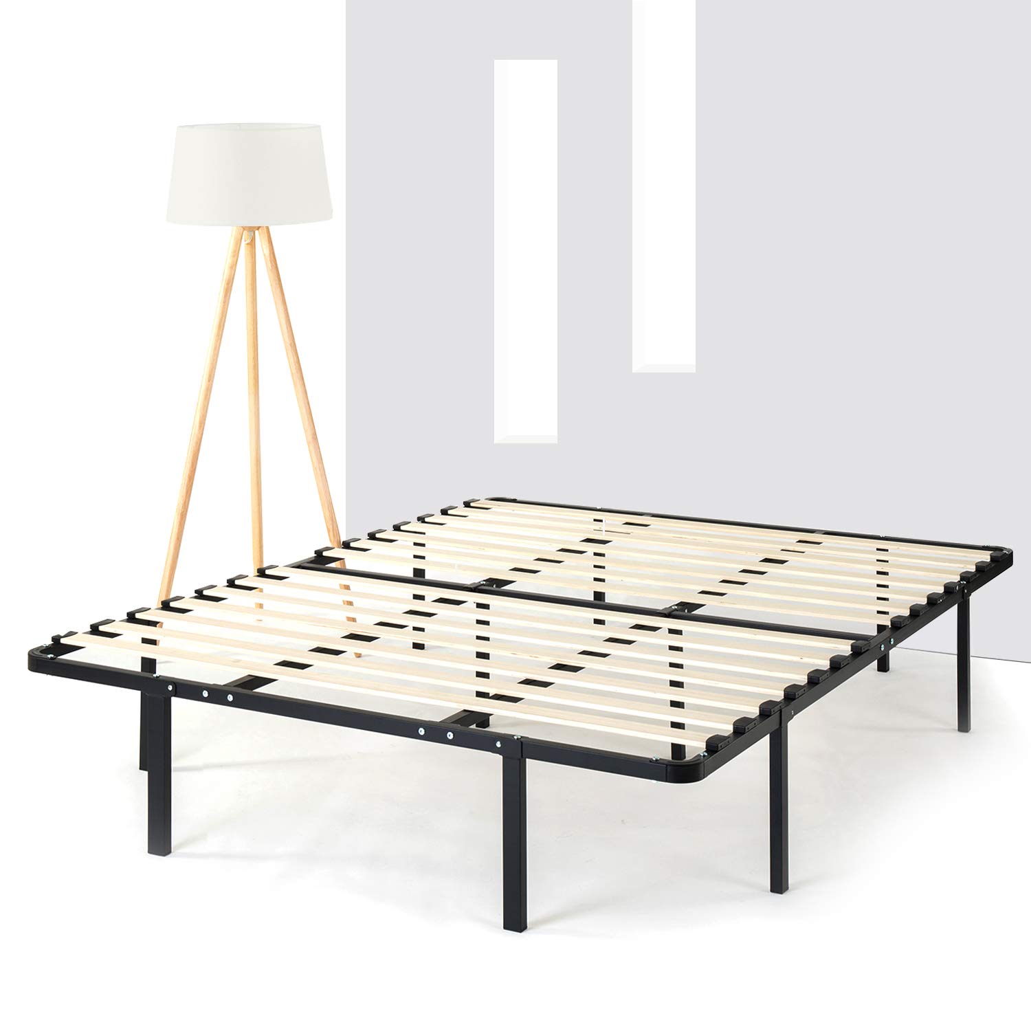 Best Price Mattress Full Bed Frame-14 Inch Metal Platform Beds w/Wooden Slat Mattress Foundation (No Box Spring Needed), Black