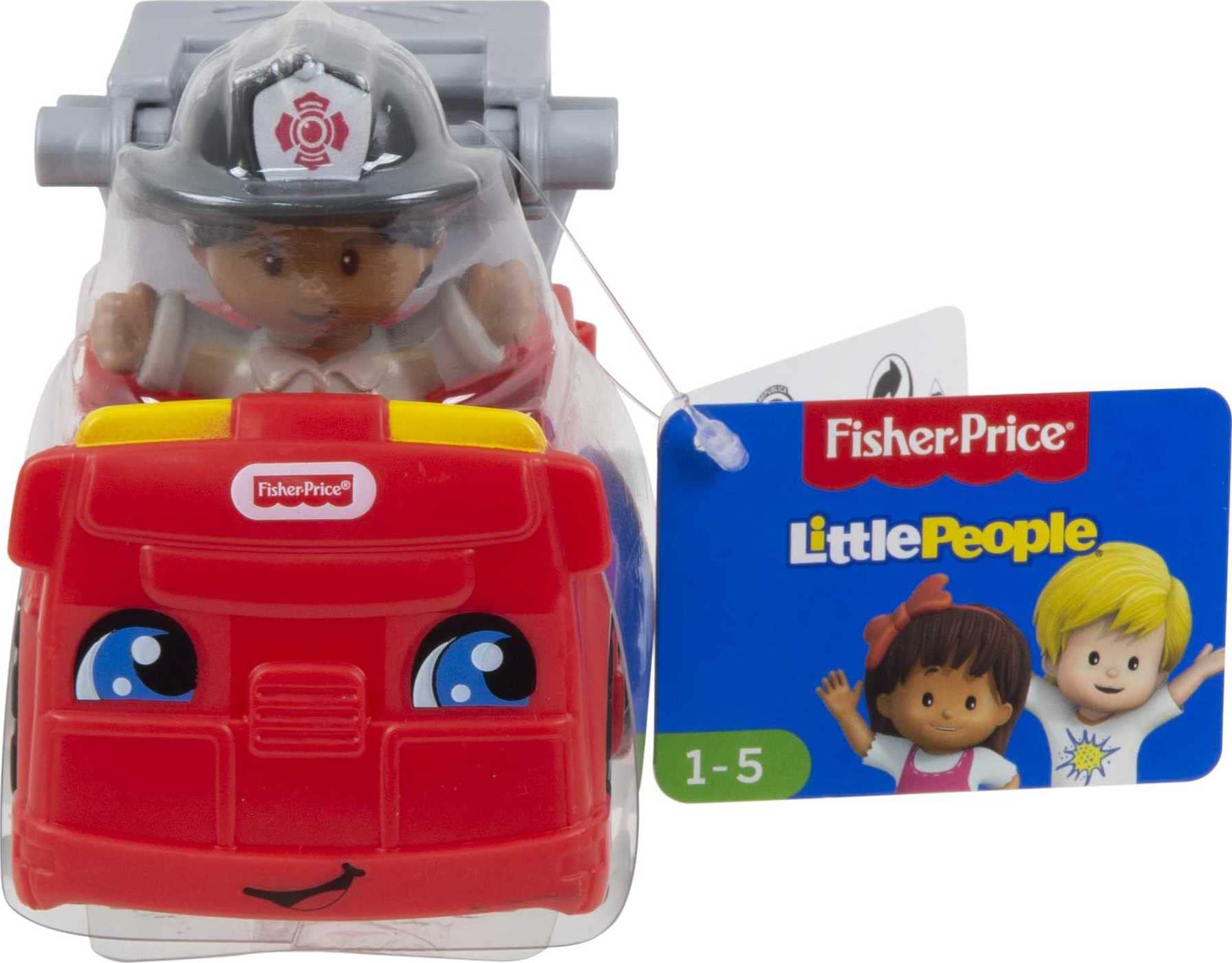 Fisher-Price Little People Toddler Toy to The Rescue Fire Truck Push Along Vehicle with Firefighter Figure for Ages 1+ Years