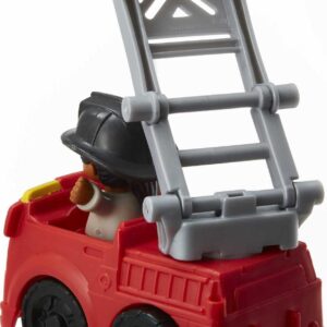 Fisher-Price Little People Toddler Toy to The Rescue Fire Truck Push Along Vehicle with Firefighter Figure for Ages 1+ Years