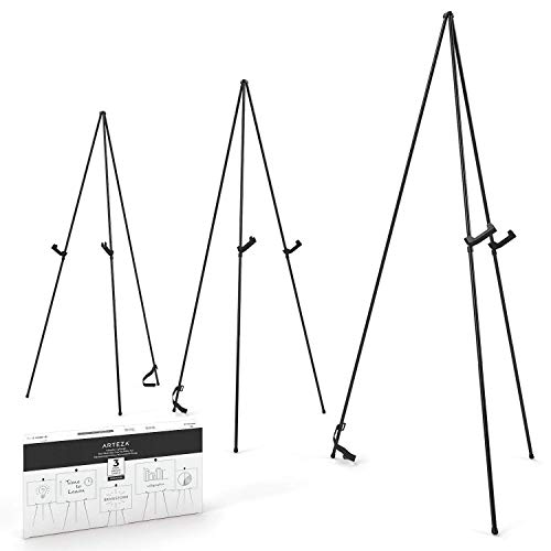 Arteza Display Stand, Pack of 3, 63-Inch Height, Black, Portable Pack of Easels, Art Supplies for Trade Shows, Presentations, and Art Displays