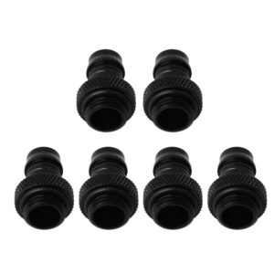 RDEXP Black Copper Fittings G1/4 Thread Soft Tube Barb Connector for Computer Water Cooling Part Set of 6