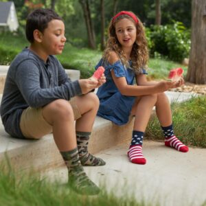 K. Bell Unisex Child Fun Conversation Starter Crew - 1 Pairs Cool Novelty Gifts Casual Sock, Blue Ribbon Horse (Black), Medium US