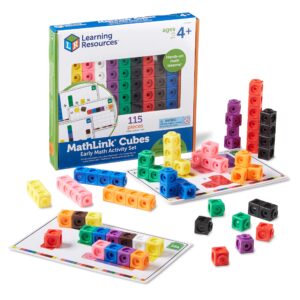 learning resources mathlink cubes early math activity set - 115 pieces, ages 4+, kindergarten stem activities, linking cubes, connecting cubes