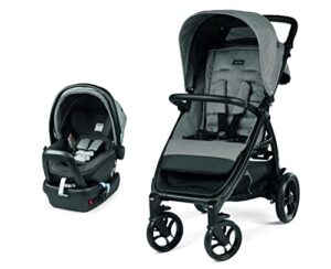 peg perego booklet 50 travel system - includes booklet 50 baby stroller and the primo viaggio 4-35 infant car seat - made in italy - atmosphere (grey)