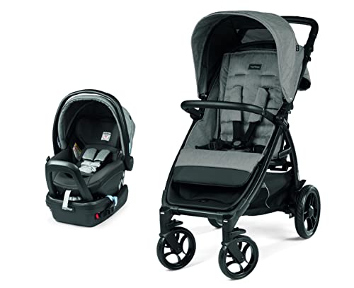 Peg Perego Booklet 50 Travel System - Includes Booklet 50 Baby Stroller and The Primo Viaggio 4-35 Infant Car Seat - Made in Italy - Atmosphere (Grey)