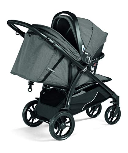 Peg Perego Booklet 50 Travel System - Includes Booklet 50 Baby Stroller and The Primo Viaggio 4-35 Infant Car Seat - Made in Italy - Atmosphere (Grey)