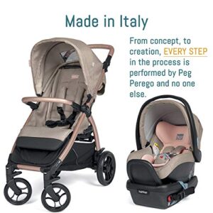 Peg Perego Booklet 50 Travel System - Includes Booklet 50 Baby Stroller and The Primo Viaggio 4-35 Infant Car Seat - Made in Italy - Atmosphere (Grey)
