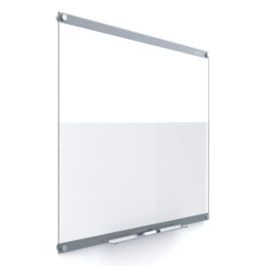 quartet glass whiteboard, magnetic dry erase board, 4' x 3', with customizable templates, white dry erase surface, infinity (gi4836)