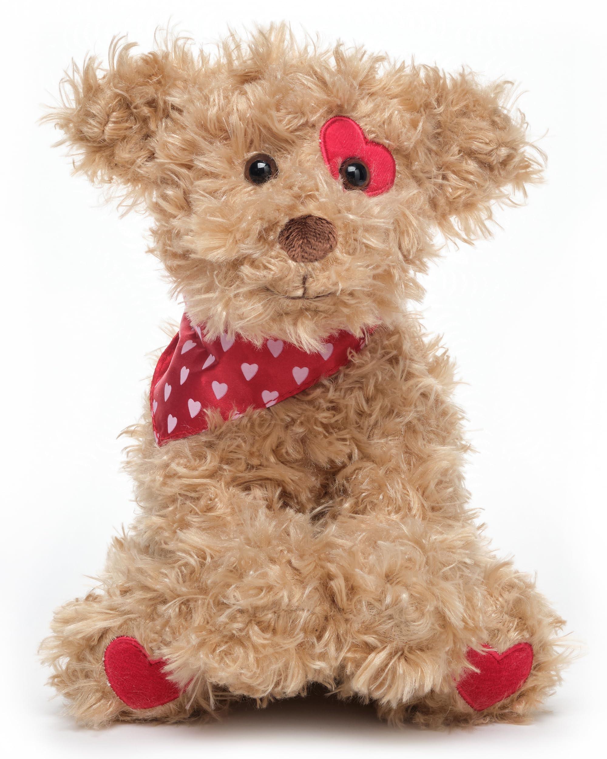 Bearington Harry Hugglesmore The Valentine's Day Stuffed Animal, 11 Inch Brown Puppy Stuffed Animal, Ideal for Valentine's Day Gifts