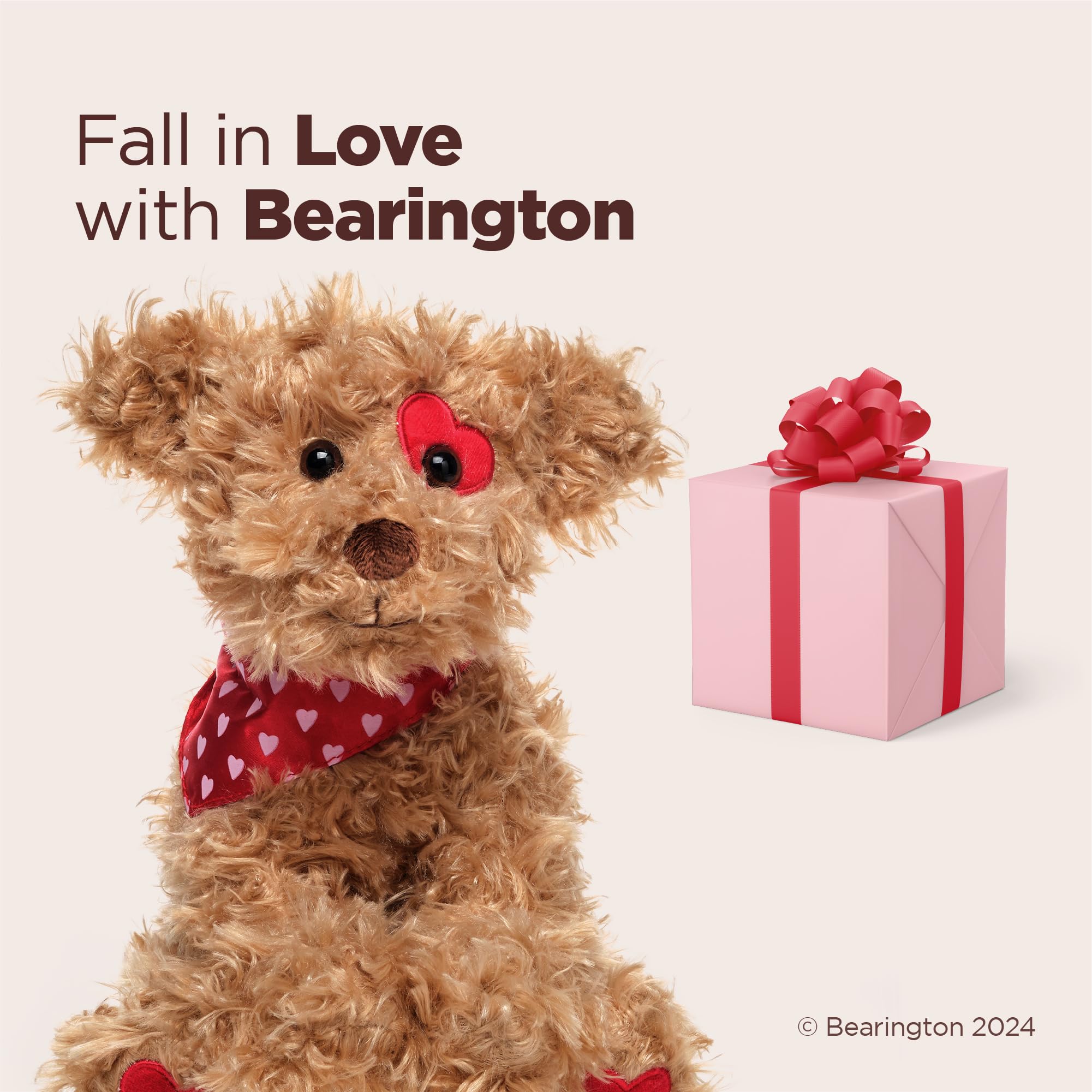 Bearington Harry Hugglesmore The Valentine's Day Stuffed Animal, 11 Inch Brown Puppy Stuffed Animal, Ideal for Valentine's Day Gifts