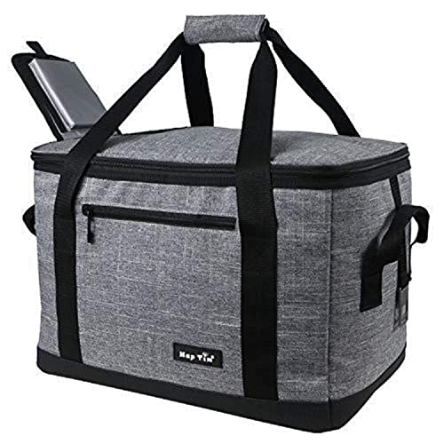 Hap Tim Soft Cooler Bag 40-Can Large Reusable Grocery Bags Soft Sided Collapsible Travel Cooler for Outdoor Travel Hiking Beach Picnic BBQ Party(US13634-Grey)