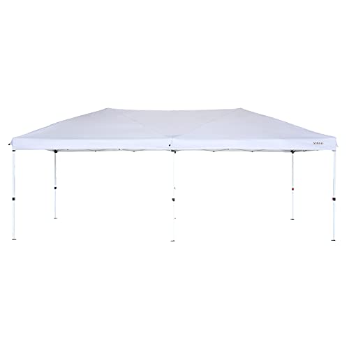 VINGLI 10x20 Pop Up Canopy with Sidewalls Wheeled Bag Pop Up Screen Tent Camping Gazebo Screened in Canopy for Camping Canopy Tent with Netting (White)