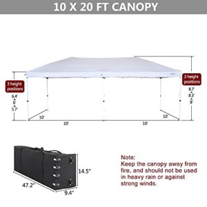 VINGLI 10x20 Pop Up Canopy with Sidewalls Wheeled Bag Pop Up Screen Tent Camping Gazebo Screened in Canopy for Camping Canopy Tent with Netting (White)