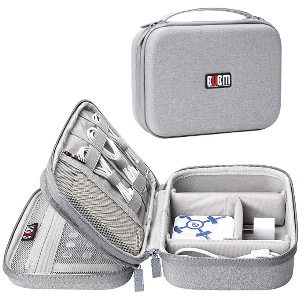 BUBM Electronic Organizer, Hard Shell Travel Gadget Case with Handle for Cables,Power Bank and More, Fit for iPad Mini