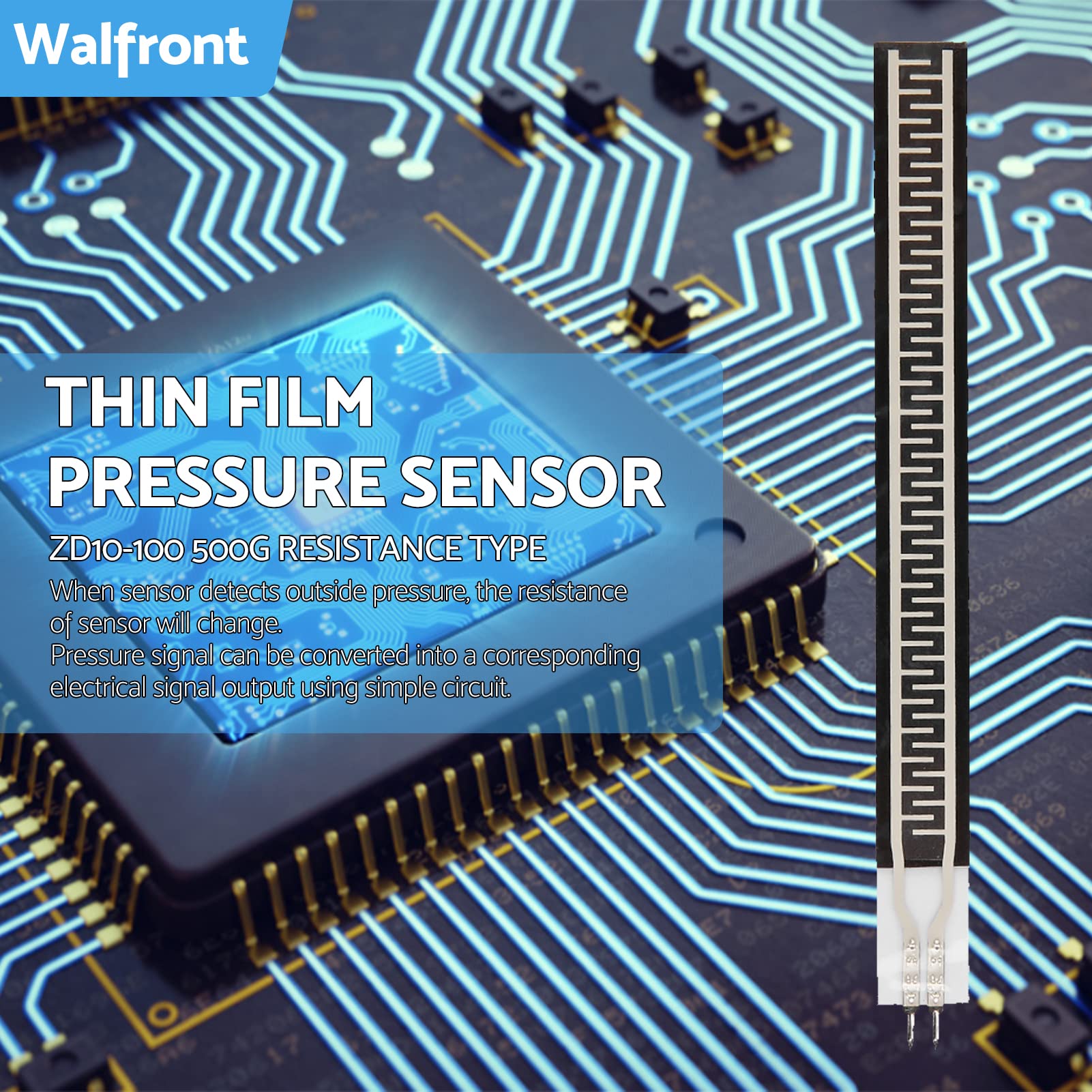 Thin Film Pressure Sensor Flex Sensor Bend Sensor ZD10-100 500g Resistance Type FSR Sensor Thin Film Pressure Sensor Force Sensing Resistor, Force Sensitive Resistor Pressure Transducer