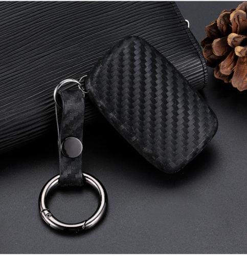 Xotic Tech Carbon Fiber Pattern Soft Silicone Key Fob Shell Skin Cover w/ Keychain, Compatible with Land Rover Range Rover Discovery LR2 LR3 LR4 or Jaguar XE XF XJ F-Typ F-Pace Smart Keyless Entry Key