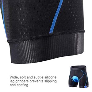 Souke Sports Men's Cycling Underwear Shorts 4D Padded Bike Bicycle MTB Liner Shorts with Anti-Slip Leg Grips(Blue, X-Large)