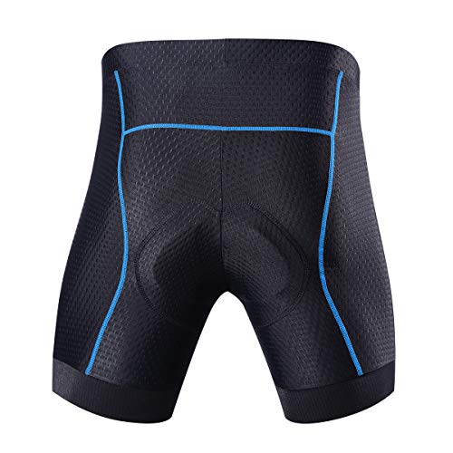 Souke Sports Men's Cycling Underwear Shorts 4D Padded Bike Bicycle MTB Liner Shorts with Anti-Slip Leg Grips(Blue, X-Large)