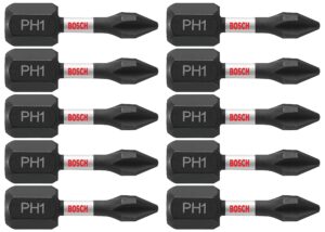 bosch itph11b 10-pack 1 in. phillips #1 impact tough screwdriving insert bits