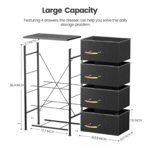 ROMOON Dresser for Bedroom, Storage Tower with 4 Drawers, Fabric Dresser with Easy Pull Handle, Clothes Organizer for Living Room, Hallway, Entryway, Closets (Dark Grey)