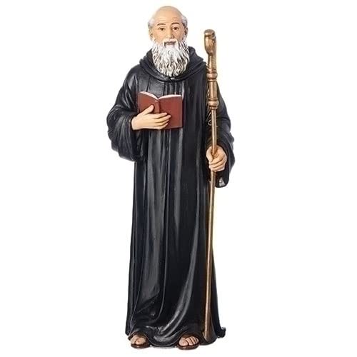 Roman Joseph's Studio Inc., St. Benedict Figure, Renaissance Collection, 6.25" H, Resin and Stone, Religious Gift, Decoration, Collection, Durable, Long Lasting