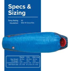 Big Agnes Anvil Horn (650 DownTek) Sleeping Bag, 15 Degree, Wide Long, Left Zip