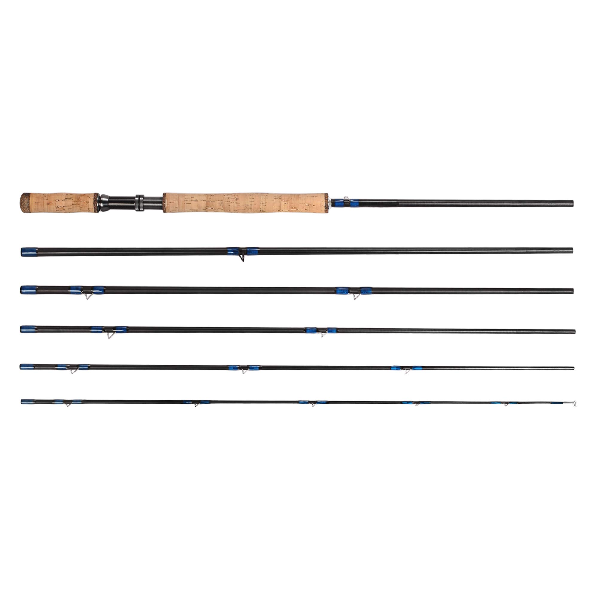 14' Spey Fly Fishing Rod 6 Sections 14FT 9/10 Spey Rod Carbon Fiber Blanks Two Handed Handle Cork Grip