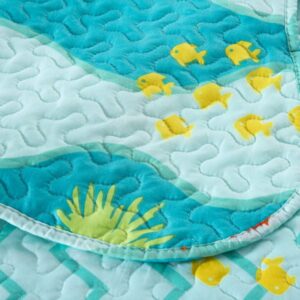 TT LINENS 2 Piece Kids Quilt Set Lightweight Bedspread Decoration Throw Blanket Teens Boys Girls Bed Printed Beach Sea Sea Life Bedding Coverlet Comforter Set/ 277 Fish Quilt (Twin)