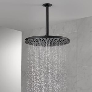 Delta Faucet Single-Spray Raincan Shower Head, Black Shower Head, Rainfall Shower Head, Round Shower Head, Metal Shower Head, 2.5 GPM Flow Rate, Matte Black 52158-BL25