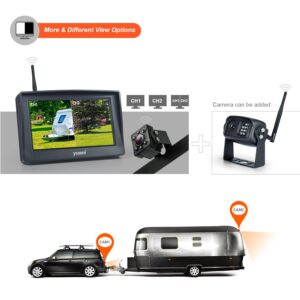 Digital Wireless Backup System, Waterproof and Night Vision Wireless License Plate Rear View Camera + 4.3’’ Wireless Display for RV, Cars, Truck, Vans