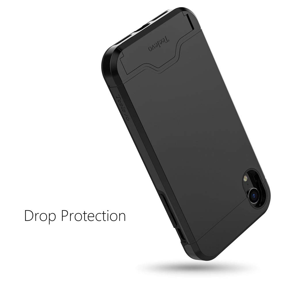 Teelevo Wallet Case for Apple iPhone XR (2018), Dual Layer Case with Card Slot Holder and Kickstand for Apple iPhone XR - Black