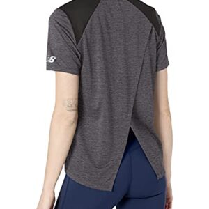 New Balance Women's Impact Run Short Sleeve 19, Black Heather, Medium