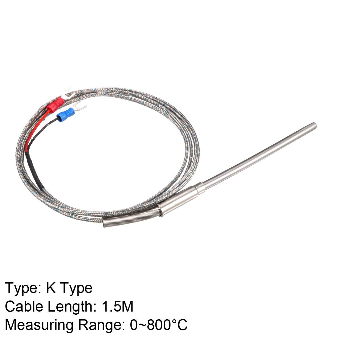 uxcell K Type Thermocouple Temperature Sensor Probe 5x100mm (0 to 800C) 5ft Temperature Controller