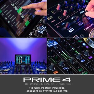 Denon DJ PRIME 4 - 4 Deck Standalone Smart DJ Console / Serato DJ Controller with Built In 4 Channel Digital Mixer and 10-Inch Touchscreen