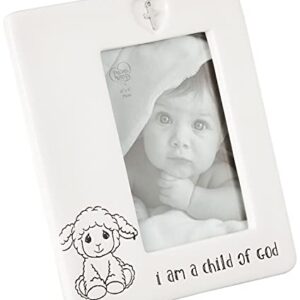 Precious Moments Child of God 4 x 6 Ceramic Baptism Charm 183434 Photo Frame, One Size, Multi