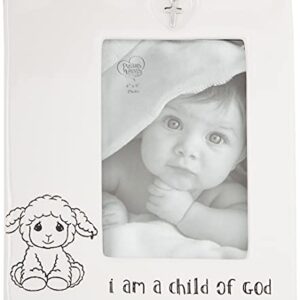 Precious Moments Child of God 4 x 6 Ceramic Baptism Charm 183434 Photo Frame, One Size, Multi