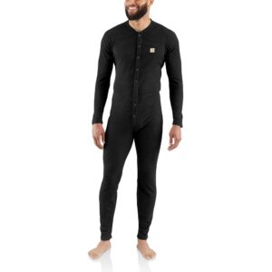 carhartt men's force classic thermal base layer union suit, black, x large