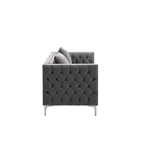 Lilola Home Lorreto Gray Velvet Sofa