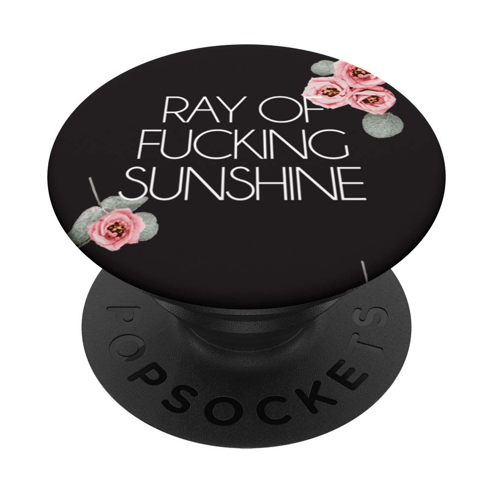 Salty Floral Ray of Fucking Sunshine Feminine Pink PopSockets PopGrip: Swappable Grip for Phones & Tablets