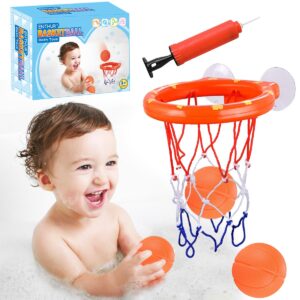 enthur bath toy fun basketball hoop & balls set for boys and girls kid & toddler bath toys gift set 3 balls included